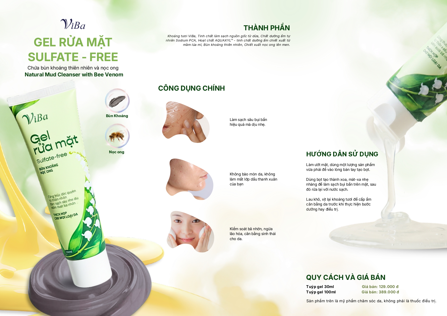 GEL RỬA MẶT BÙN KHOÁNG - NỌC ONG