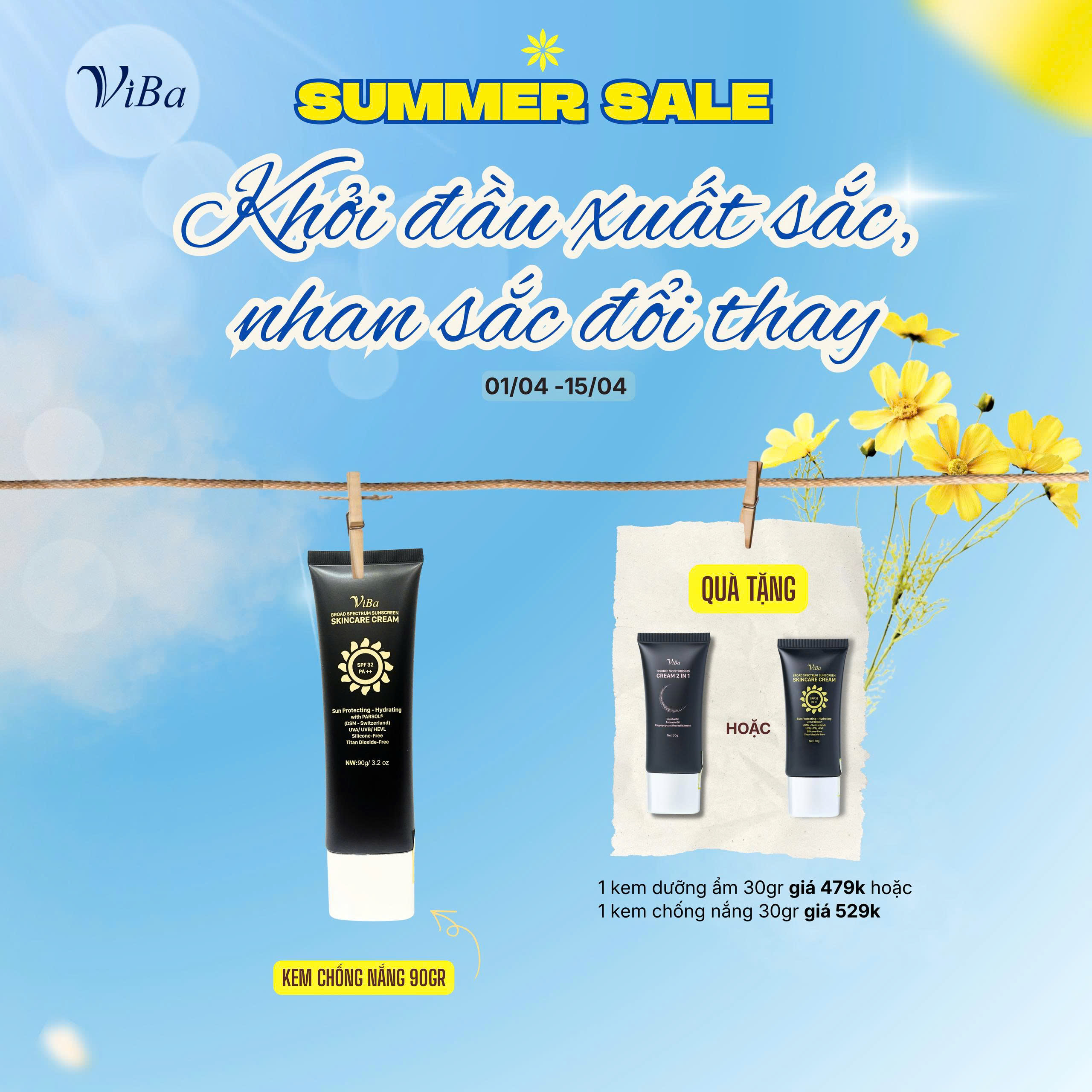 Broad Spectrum Sunscreen Skincare Cream - Kem chống nắng phổ rộng dưỡng da SPF 32 PA++ (90g)